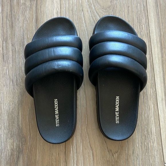 Steve Madden Padded Canny Black Slides sz 8 - Picture 8 of 16
